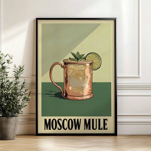 Moscow Mule Print, Moscow Mule Poster, Cocktail Print, Cocktail Poster, Kitchen Prints, Kitchen Decor, Digital Download, trendy wall art