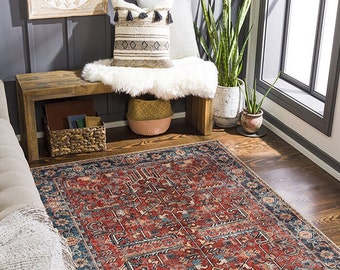 Persian Carpet Rug for  Living Room, Bedroom , Lounge  Hallway Home Decoration | Foldable Washable Floor Mat  Large Rugs -  80x120cm