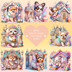 Huis van dromen en fantasie Puppies Dromerig en fantastisch Dromerig en fantastisch schattig puppyhuis clipart 15PNG-afbeeldingen