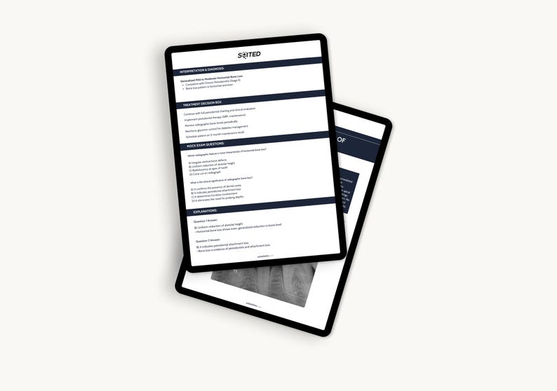 May include: Two black tablets with white screens displaying text. The top tablet shows the word "SRITED" at the top and lists medical information. The second tablet is partially visible, showing more text and a black and white image.