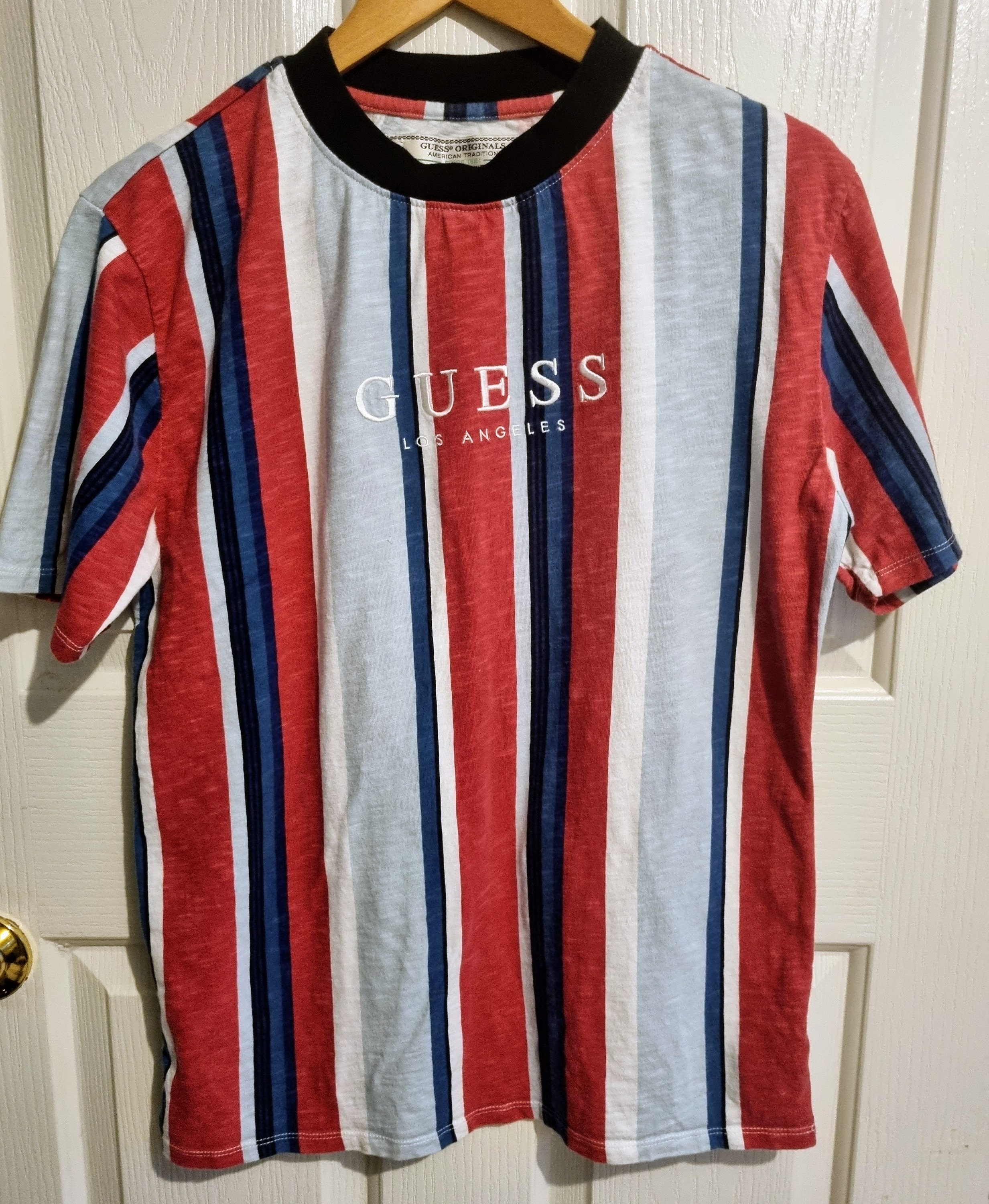 Guess t shirt mens stripe sale