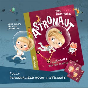 Personalized Astronaut Book with Stickers for Girls Boys Custom Name Baby Toddler Birthday Gift Children Personalized Bedtime Story