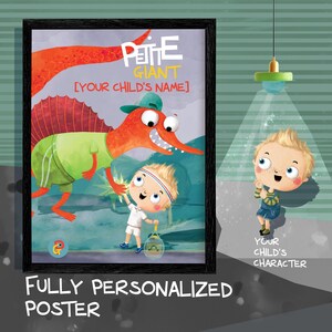 Personalized Dinosaur Wall Art for Kids Custom Nursery Decor Birthday Gift for Girls Boys Custom Name Children Poster Gift