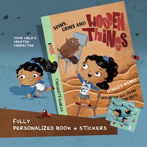 Personalized Upcycling Storybook with Stickers for Children Custom Name Birthday Gift for Girls Boys Personalized Bedtime Story Gift