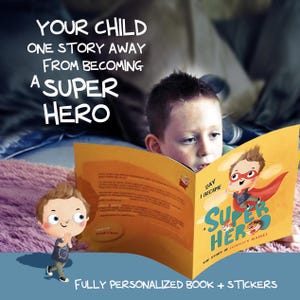 Custom Superhero Story with Stickers Personalized Baby Birthday Gift for Boys Girls Custom Name Book for Children Gift Custom Storybook