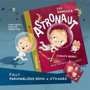 Personalized Astronaut Book with Stickers for Girls Boys Custom Name Baby Toddler Birthday Gift Children Personalized Bedtime Story