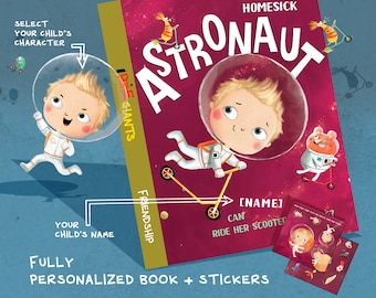 NEW! Personalized "The Homesick Astronaut" Book and Stickers | Perfect Gift for Birthdays, Christenings