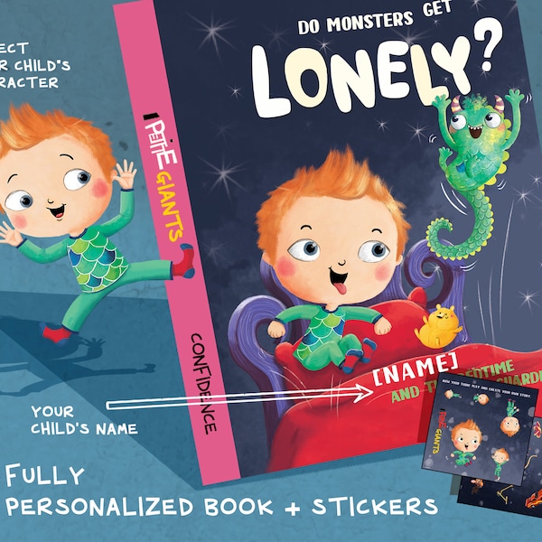 NEW! Customized "Do Monsters Get Lonely?" Book and Stickers | Perfect Gift for Birthdays, Christenings