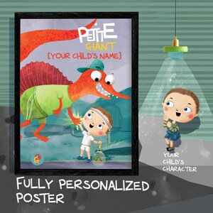 Personalized Dinosaur Wall Art for Kids Custom Nursery Decor Birthday Gift for Girls Boys Custom Name Children Poster Gift