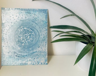 Acrylic picture, Heaven's Gate: Energy flow in light blue and silver, energy picture, painted intuitively