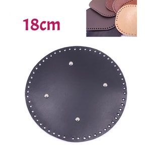 Circle leather bottom for tote bag crochet, base lether bottom with holes, diy knitting bag, knitting accessories, round bottom 18cm