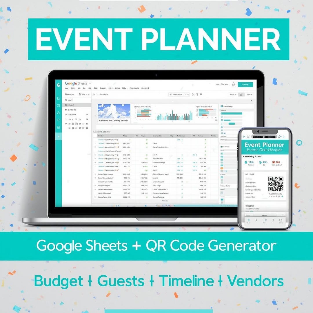 Event Planner Google Sheets Template With QR Code | Wedding Budget ...