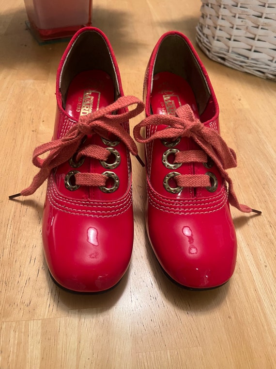 Vintage 1960s “Montgomery Ward” Red Patent Leathe… - image 1