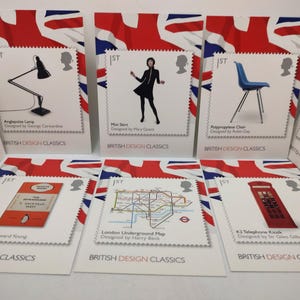 Collection de cartes postales British Design Classics PHQ - RAF Spitfire Routemaster bus Mary Quant et plus