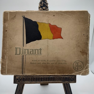 Schlacht von Dinant Belgien Weltkrieg 1 1919 Fotopostkarte Album vorher und nachher