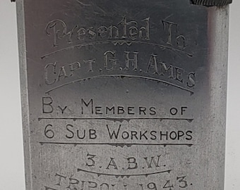 Encendedor de gasolina de la Segunda Guerra Mundial: Trípoli, 1943, presentación del Capitán Ames