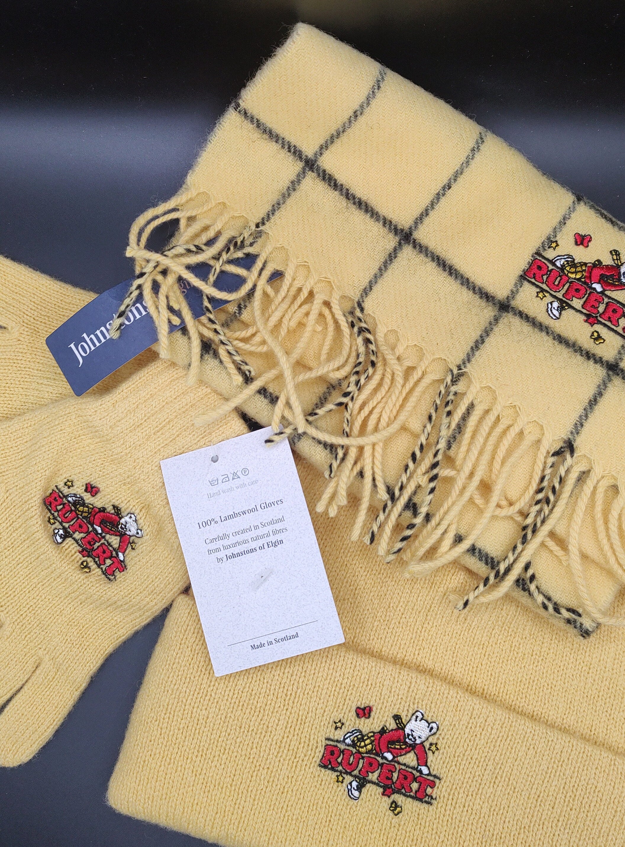 Rupert Bear Johnstons of Elgin Childrens Hat Gloves and Scarf Set. Etsy