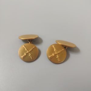 Infantry Military Cross Rifles vintage brass cufflinks