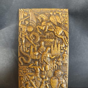 Miniature Ancienne Panneau Dame Bronze Laiton - Tableau Antique Français