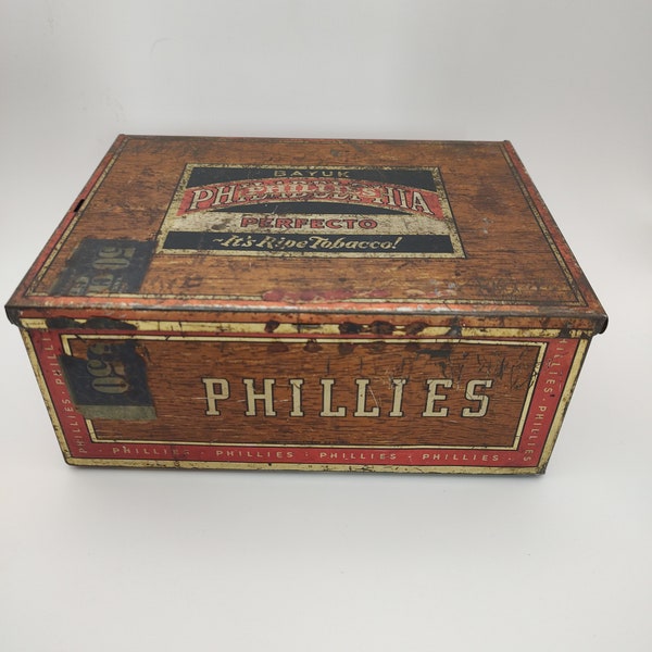 Bayuk Philadelphia Phillies Perfecto Tin Cigar Box Metal Vintage Tobacco