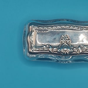 Glass antique Hallmarked silver topped dressing table trinket box Birmingham 1912