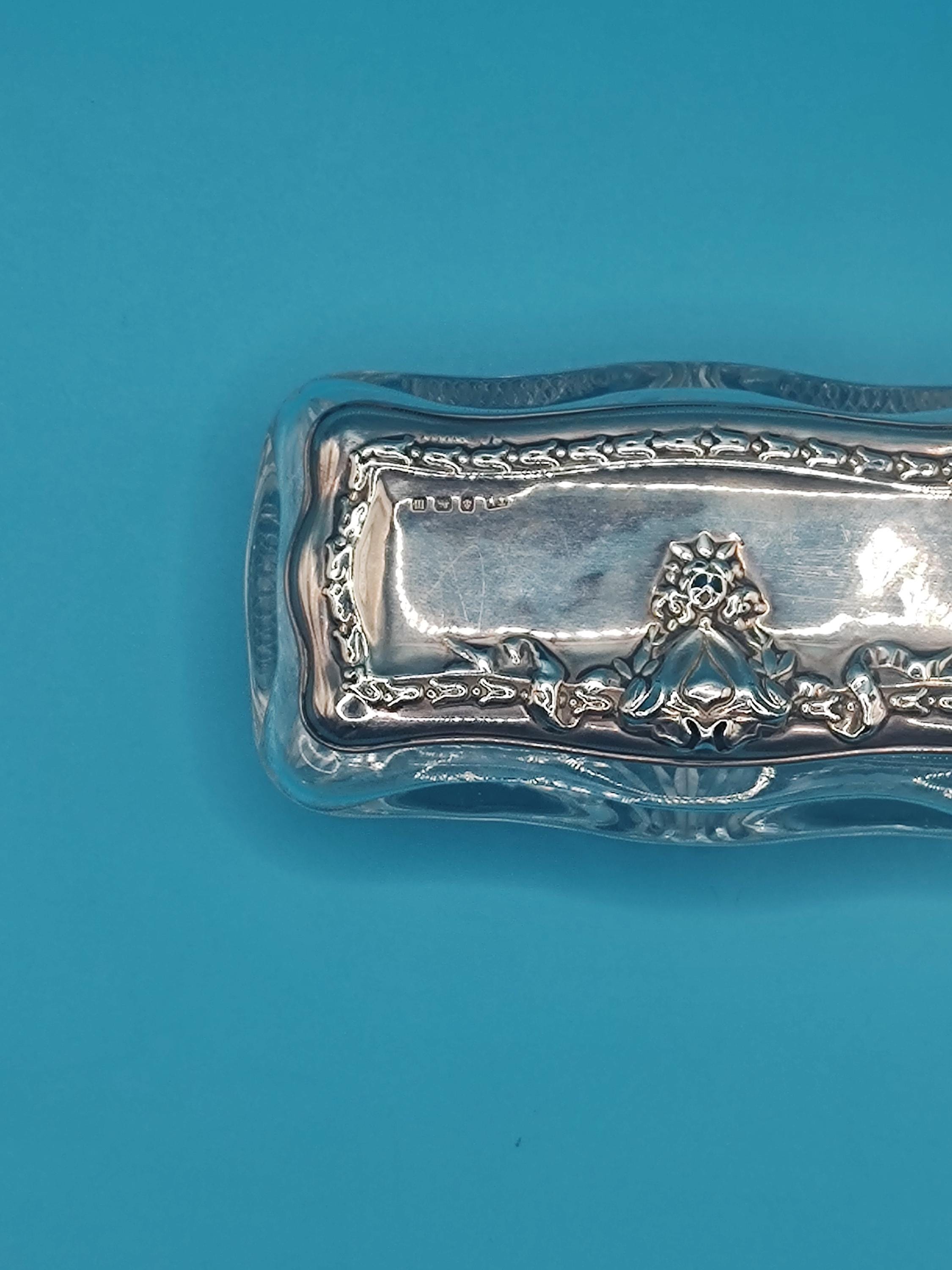 英国アンティーク SS(スターリング・シルバー）＆ CUT GLASS TRINKET