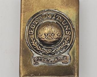 WWI German Trench Art Matchbox Holder Gott Mit Uns Brass