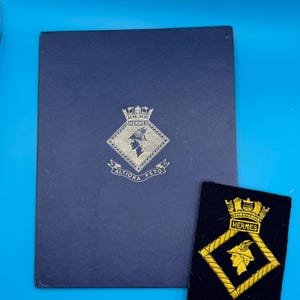 Vintage 1966-1968 HMS Hermes 3rd Commission Book & Bullion Patch Set, Royal Navy Aircraft Carrier Militaria Captain Lewin Era Cold War