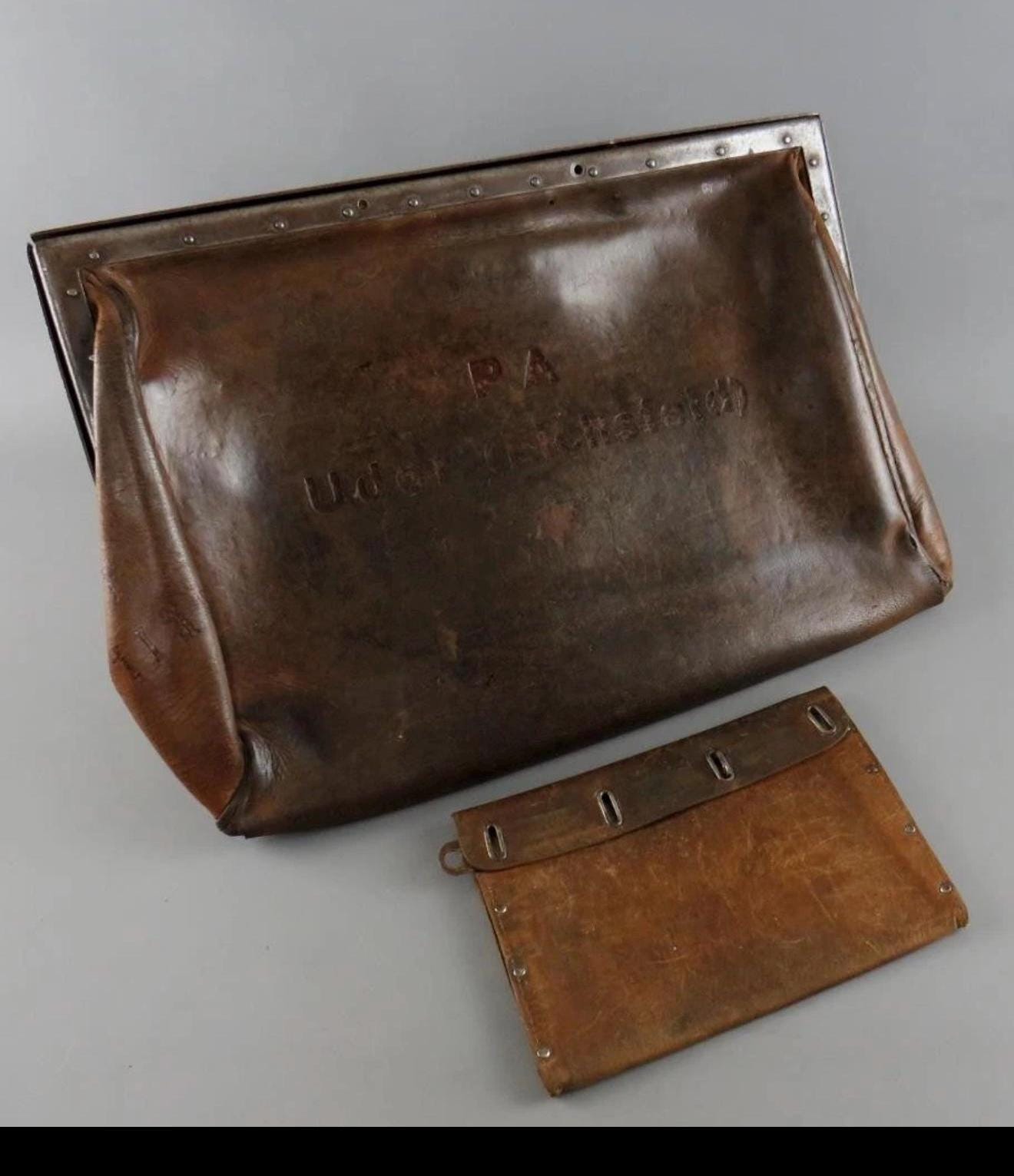 Vintage Wiesenfeld German Railway Postal Service Leather Pouch and