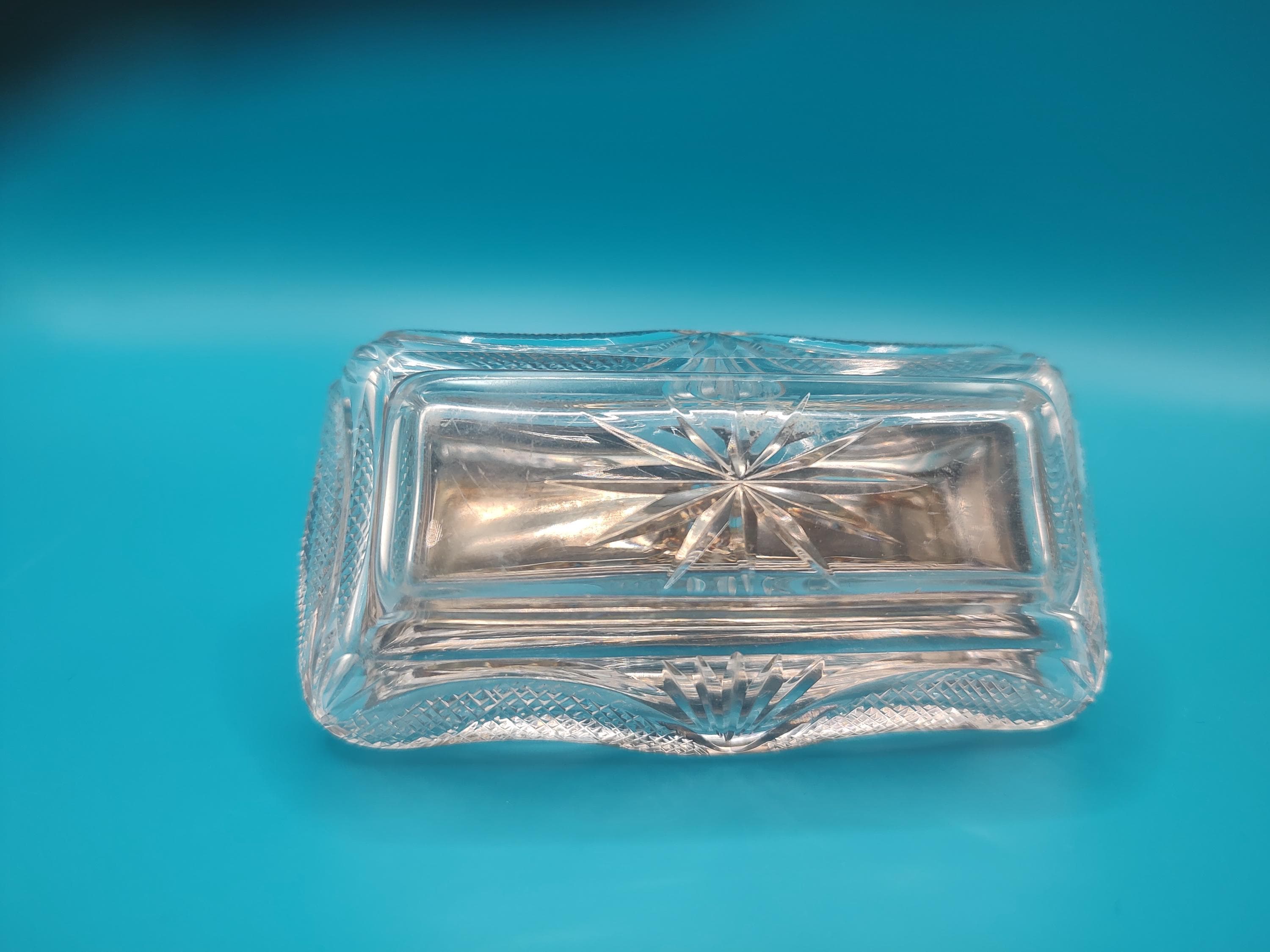英国アンティーク SS(スターリング・シルバー）＆ CUT GLASS TRINKET
