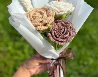 Ramo de rosas/rosas de crochet/flores de crochet/flores de crochet/ramo de rosas/rosas/regalo de san valentín/idea de regalo/idea de regalo de san valentín
