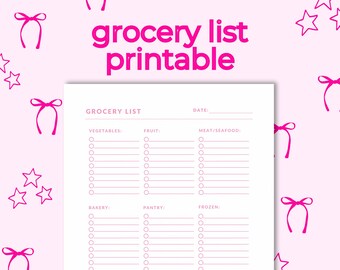 Lista de compras imprimible / Lista de compras de una página (A5, A4, tamaño carta de EE. UU.) / Minimalista y fácil de usar / Descarga digital instantánea