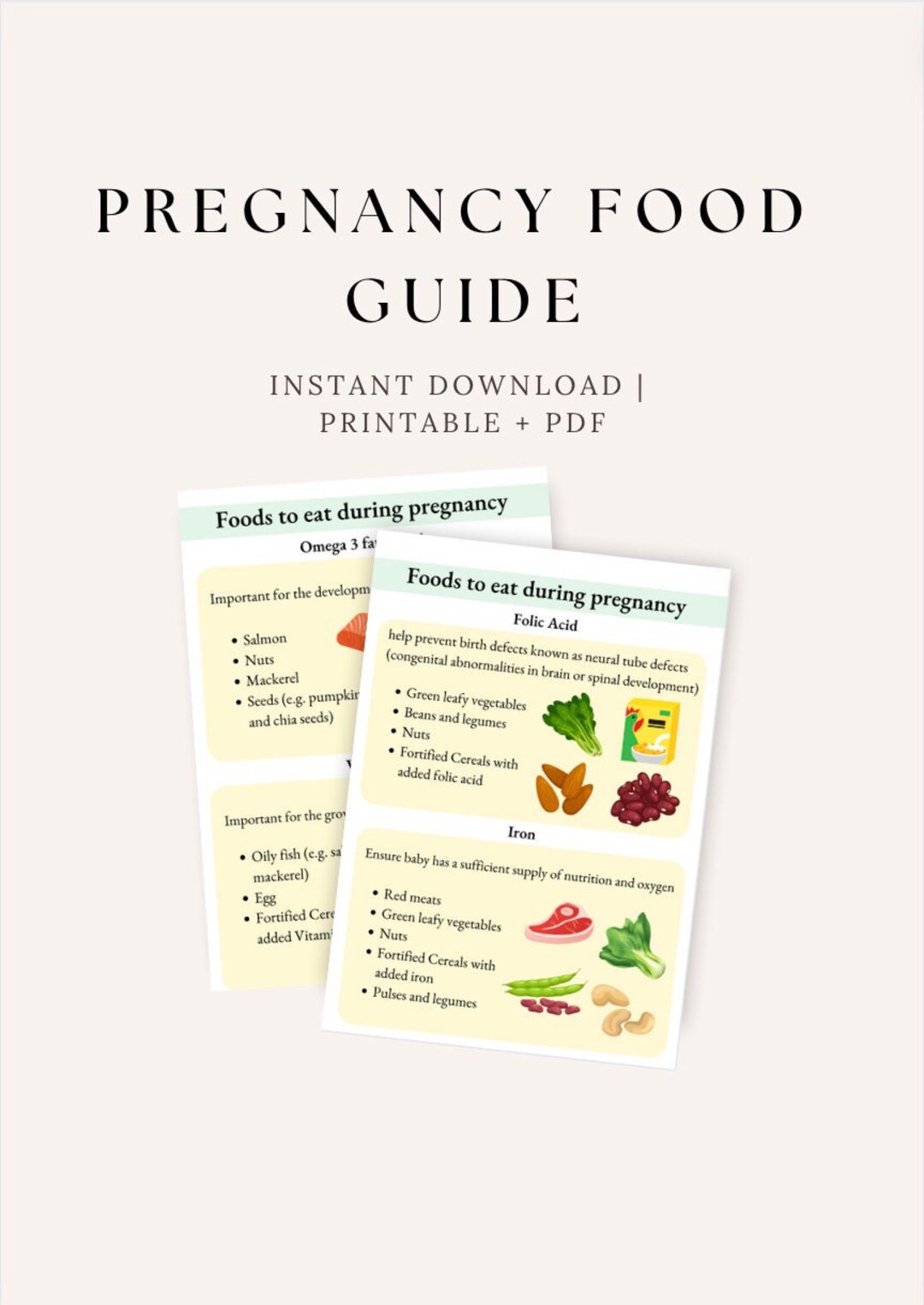 Pregnancy Food Guide Pregnancy Nutrition List Recommended Food - Etsy