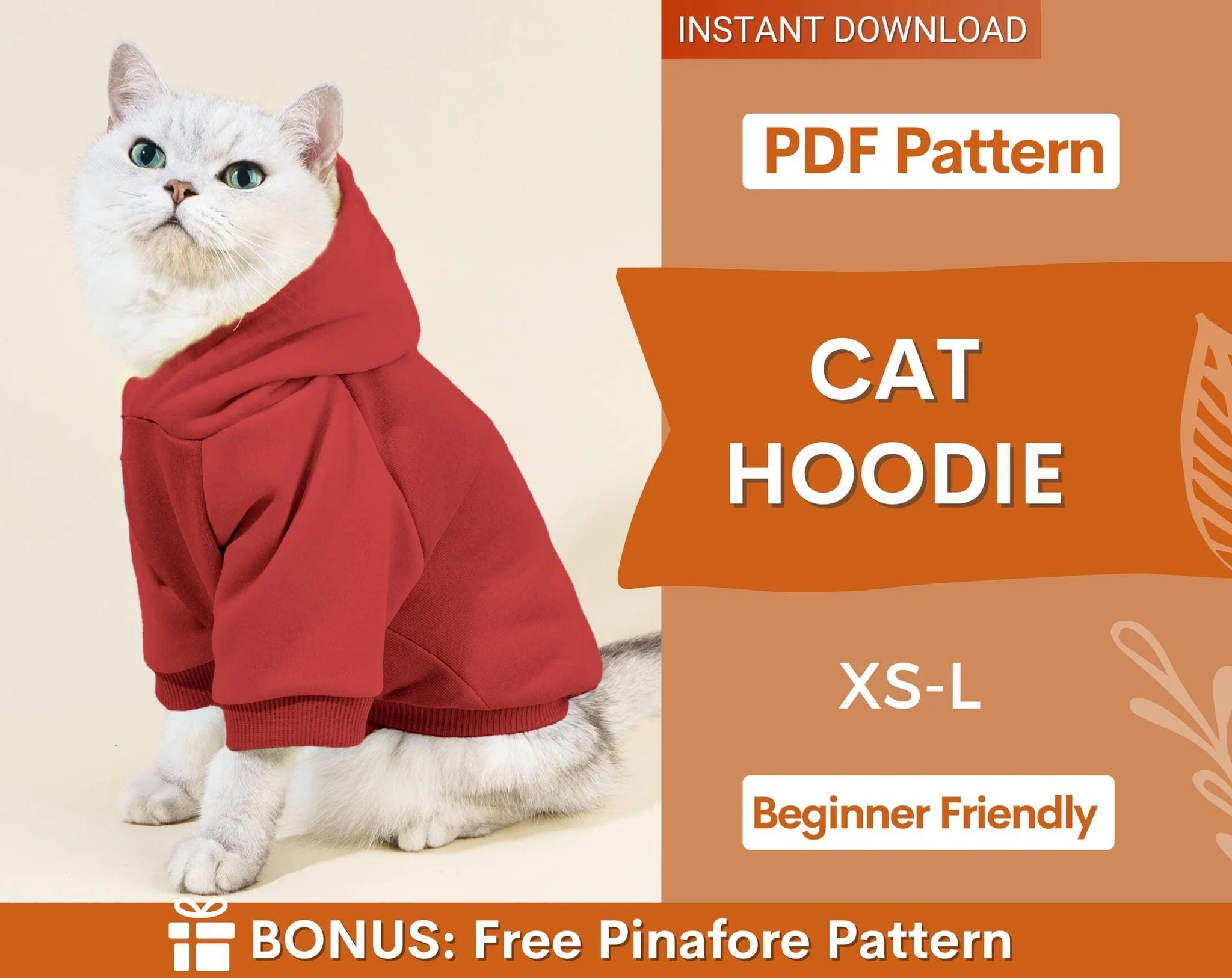 Cat Hoodie Sewing Pattern - Fun Design for Your Feline Friend PDF ...