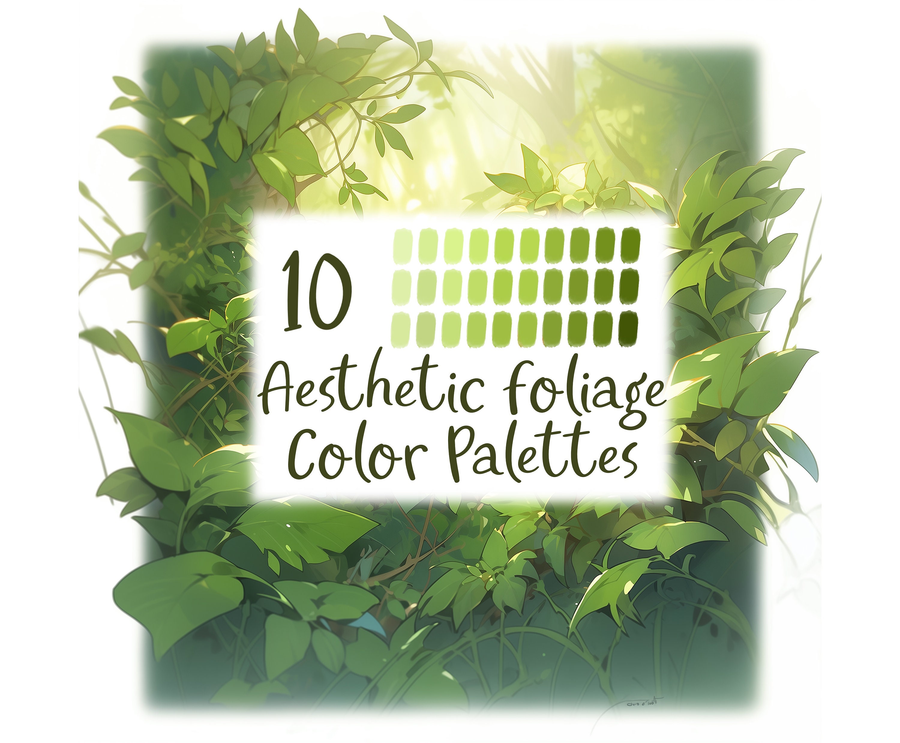 10 palettes de couleurs feuillage pour Procreate – verts de forêt, floraux et bruns terreux