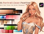 30 portrait procreate color palettes, skin color palette, procreate brushset, procreate hair color palettes, color swatches
