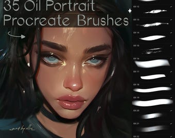 35 olie portret procreate penselen, procreate penselenset, vloeiende rendering, anime penselenset, schets penselen