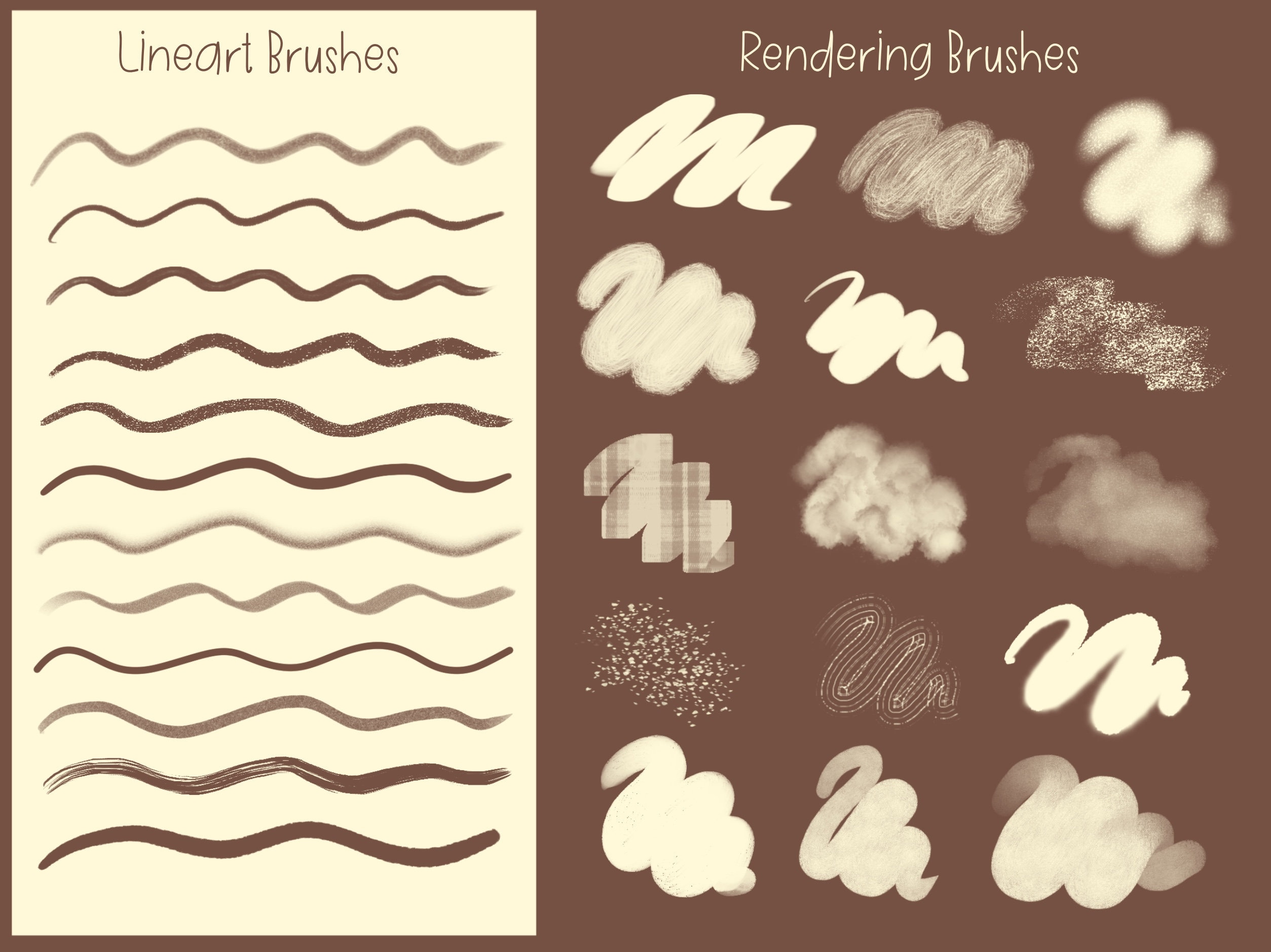 61 Procreate Kawaii Brushes, Procreate Rendering and Lineart Brushset