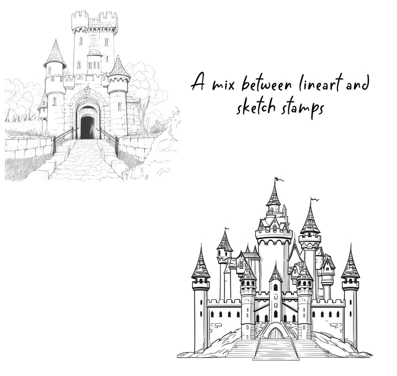 50 Fantasy Castle Stamps for Procreate, Procreate Background Brushes - Etsy