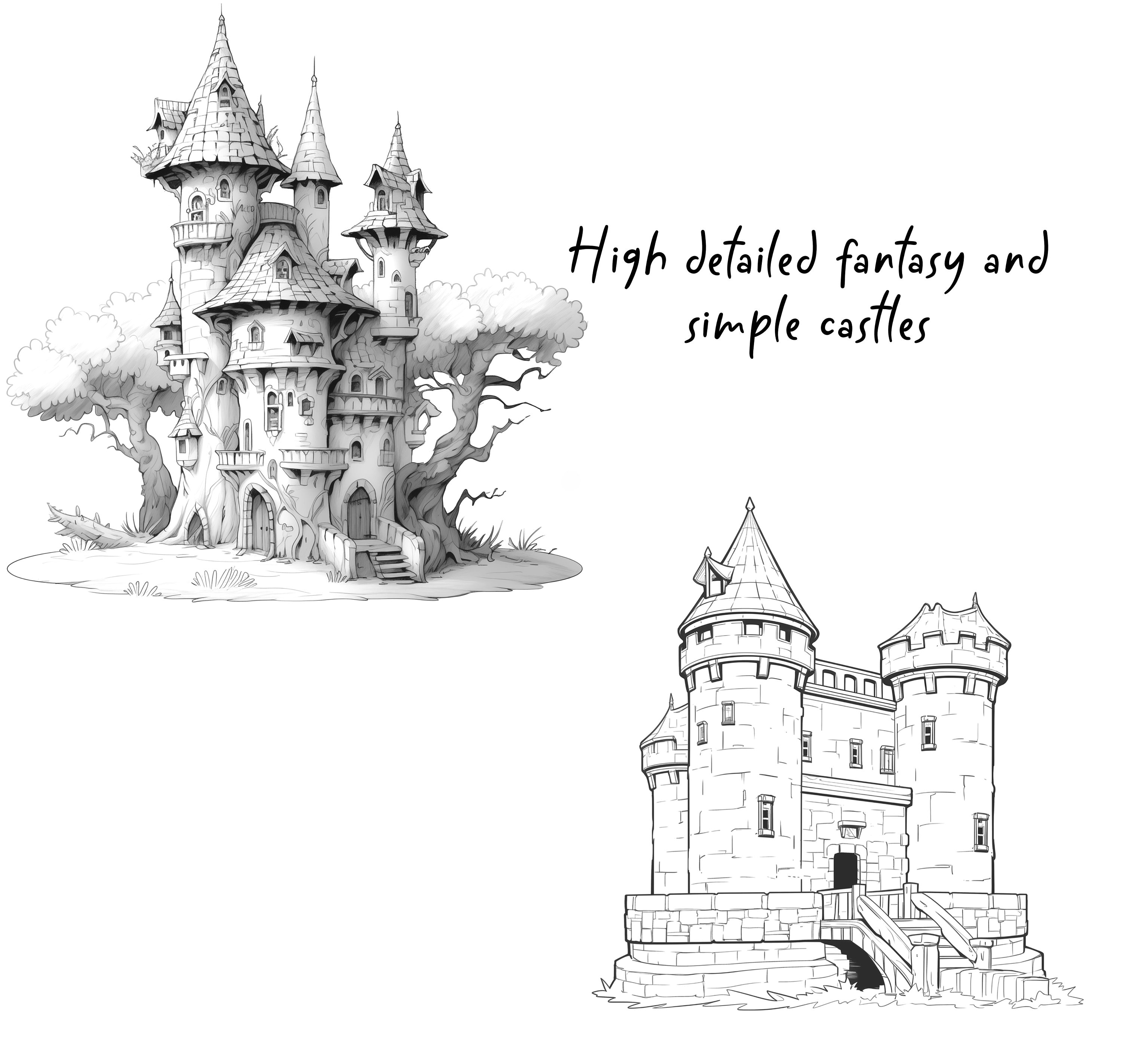 50 Fantasy Castle Stamps for Procreate, Procreate Background Brushes - Etsy