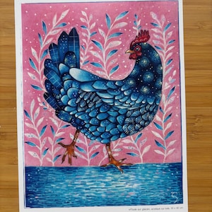 Chicken on ice  - Postcard, Printed Art