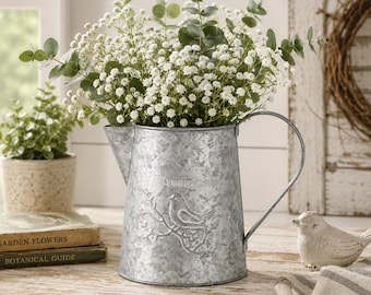 Galvanized Metal Bird Pitcher