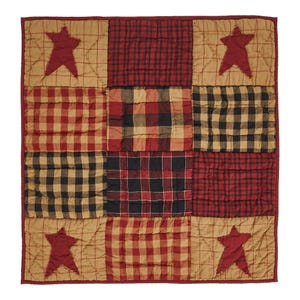 Connell Primitive Patchwork Lap Throw 30x30 | Burgundy Cotton Mini Quilt | Rustic Country Farmhouse Decor bild 2