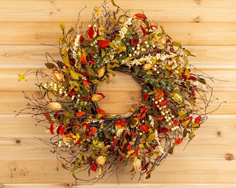 Cape Gooseberry Wreath 20 Inch | Green Door Decor