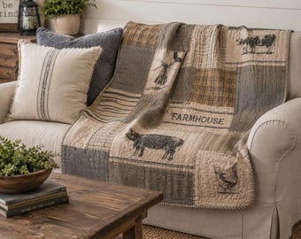 Sawyer Mill Farm Animal Patchwork Quilted Throw Blanket 50x60
