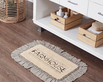Farmhouse Bath Mat 20x30 | Ruffled Cotton Bathroom Rug