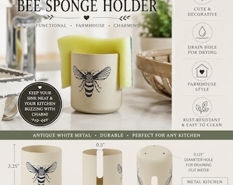 Bee Sponge Holder | Farmhouse Kitchen Sink Organizer