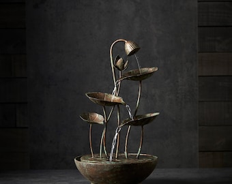 Rustic Lotus Leaf Water Fountain 19.5”