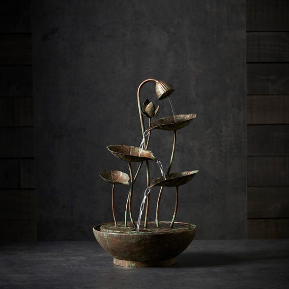 Rustic Lotus Leaf Water Fountain 19.5”