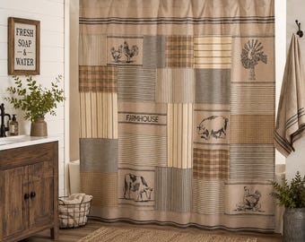 Patchwork Farmhouse Shower Curtain 72x72